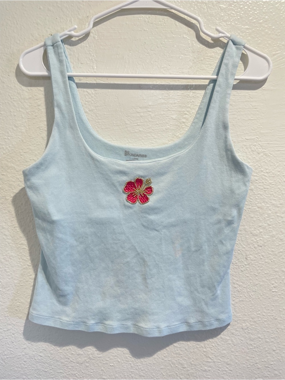 🌺 No Boundaries Y2K Hibiscus Beaded Crop Tank L 11-13